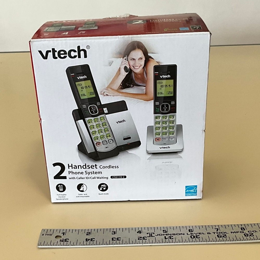 VTech CS5119-2 2 Handset Cordless Phone System Caller ID Speakerphone Silver Bl